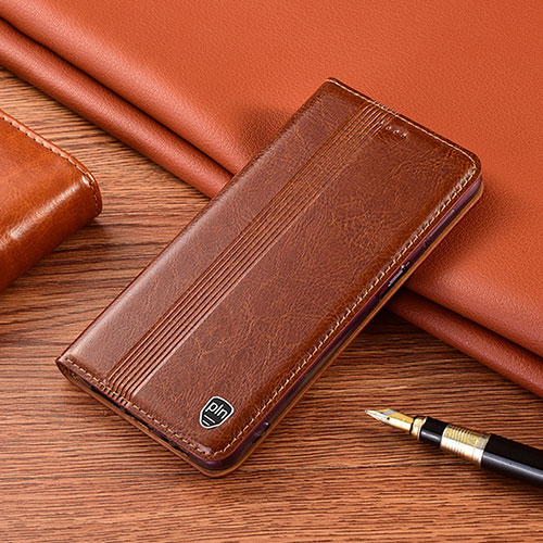 Leather Case Stands Flip Cover Holder H06P for Sony Xperia 1 III Light Brown