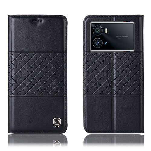 Leather Case Stands Flip Cover Holder H06P for Vivo iQOO 9 Pro 5G Black