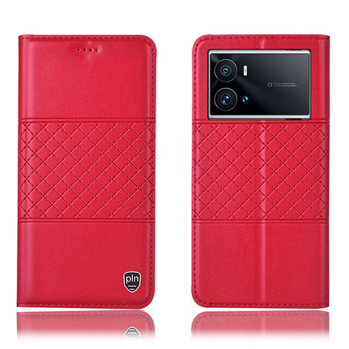Leather Case Stands Flip Cover Holder H06P for Vivo iQOO 9 Pro 5G Red