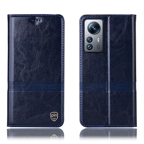 Leather Case Stands Flip Cover Holder H06P for Xiaomi Mi 12 Lite 5G Blue