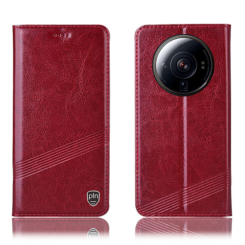 Leather Case Stands Flip Cover Holder H06P for Xiaomi Mi 12 Ultra 5G Red