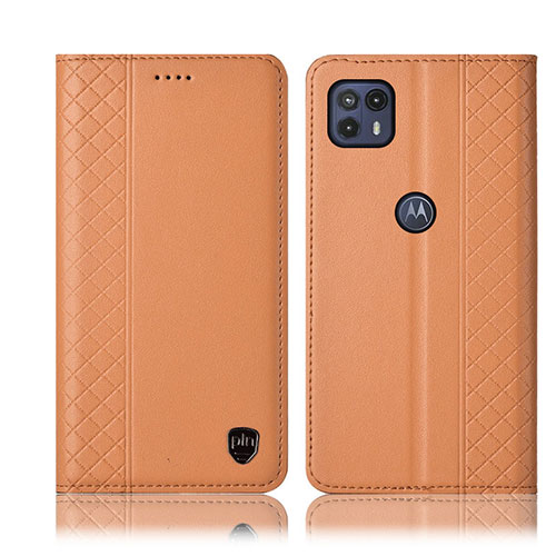 Leather Case Stands Flip Cover Holder H07P for Motorola Moto G50 5G Orange