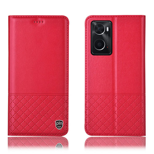 Leather Case Stands Flip Cover Holder H07P for Oppo A76 Red