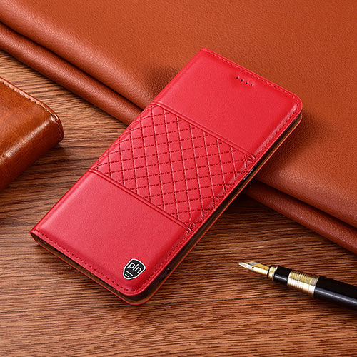 Leather Case Stands Flip Cover Holder H07P for Samsung Galaxy A60 Red