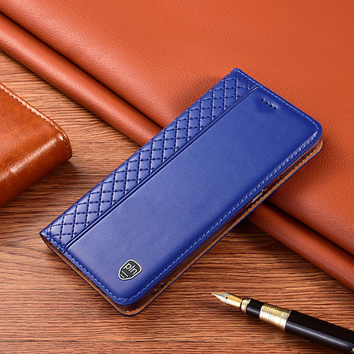 Leather Case Stands Flip Cover Holder H07P for Samsung Galaxy M52 5G Blue