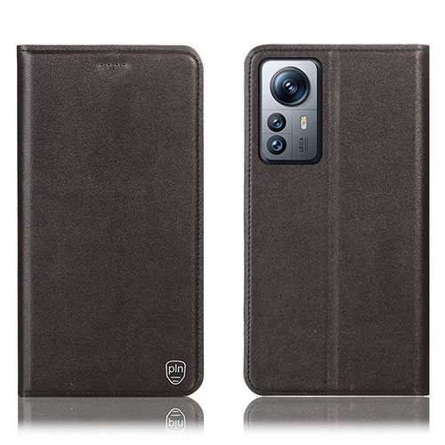 Leather Case Stands Flip Cover Holder H07P for Xiaomi Mi 12 Lite 5G Brown