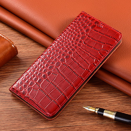 Leather Case Stands Flip Cover Holder H08P for Samsung Galaxy S21 5G Red