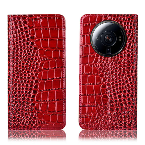 Leather Case Stands Flip Cover Holder H08P for Xiaomi Mi 12 Ultra 5G Red