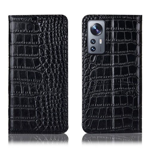 Leather Case Stands Flip Cover Holder H08P for Xiaomi Mi 12S Pro 5G Black