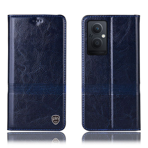 Leather Case Stands Flip Cover Holder H09P for OnePlus Nord N20 5G Blue