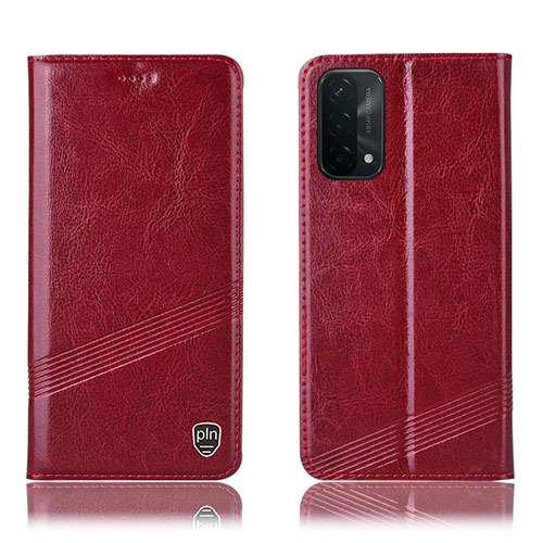 Leather Case Stands Flip Cover Holder H09P for OnePlus Nord N200 5G Red