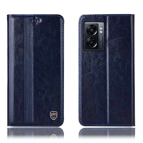 Leather Case Stands Flip Cover Holder H09P for OnePlus Nord N300 5G Blue