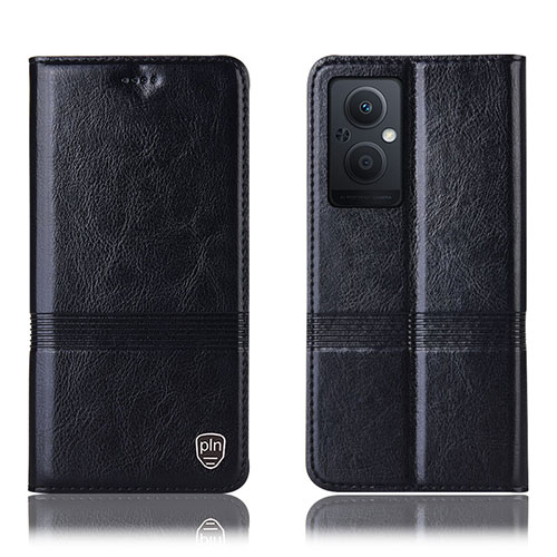 Leather Case Stands Flip Cover Holder H09P for Oppo Reno7 Z 5G Black