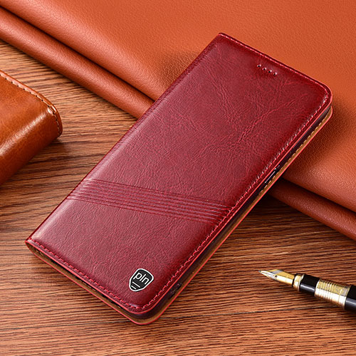 Leather Case Stands Flip Cover Holder H09P for Samsung Galaxy S21 FE 5G Red