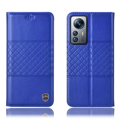 Leather Case Stands Flip Cover Holder H09P for Xiaomi Mi 12 Pro 5G Blue