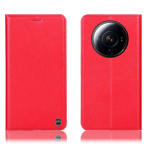 Leather Case Stands Flip Cover Holder H09P for Xiaomi Mi 12 Ultra 5G Red