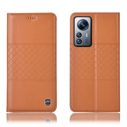 Leather Case Stands Flip Cover Holder H09P for Xiaomi Mi 12S Pro 5G Orange