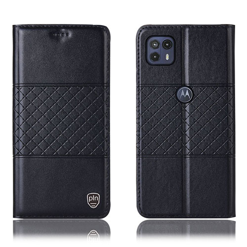 Leather Case Stands Flip Cover Holder H10P for Motorola Moto G50 5G Black