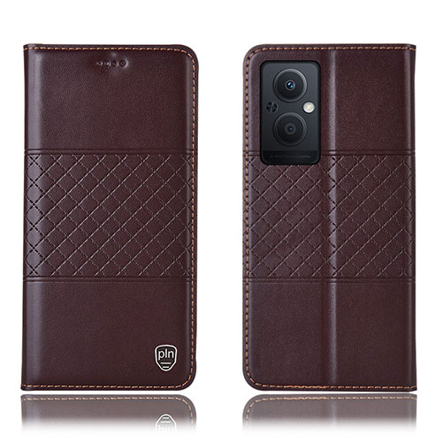 Leather Case Stands Flip Cover Holder H10P for OnePlus Nord N20 5G Brown