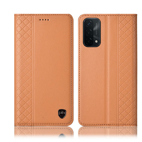 Leather Case Stands Flip Cover Holder H10P for OnePlus Nord N200 5G Orange