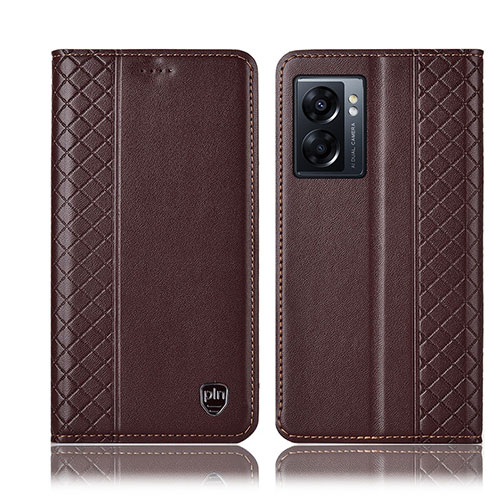 Leather Case Stands Flip Cover Holder H10P for OnePlus Nord N300 5G Brown