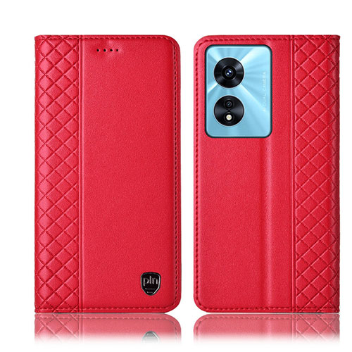 Leather Case Stands Flip Cover Holder H10P for Oppo A78 5G Red