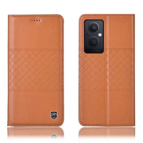 Leather Case Stands Flip Cover Holder H10P for Oppo Reno7 Lite 5G Orange