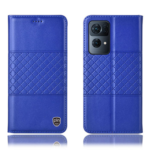 Leather Case Stands Flip Cover Holder H10P for Oppo Reno7 Pro 5G Blue