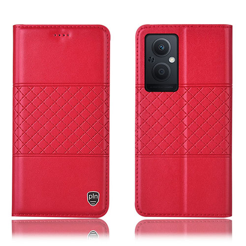 Leather Case Stands Flip Cover Holder H10P for Oppo Reno8 Lite 5G Red