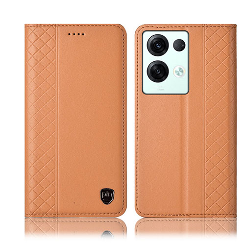 Leather Case Stands Flip Cover Holder H10P for Oppo Reno9 Pro+ Plus 5G Orange