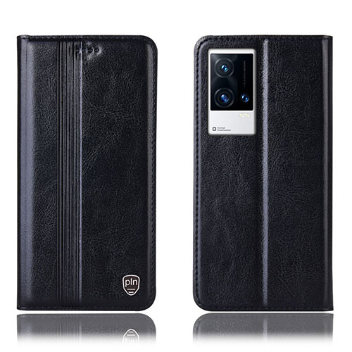 Leather Case Stands Flip Cover Holder H10P for Vivo iQOO 8 Pro 5G Black