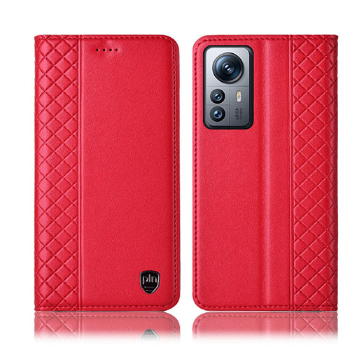 Leather Case Stands Flip Cover Holder H10P for Xiaomi Mi 12 Pro 5G Red