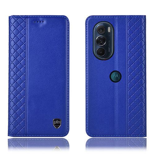 Leather Case Stands Flip Cover Holder H11P for Motorola Moto Edge 30 Pro 5G Blue