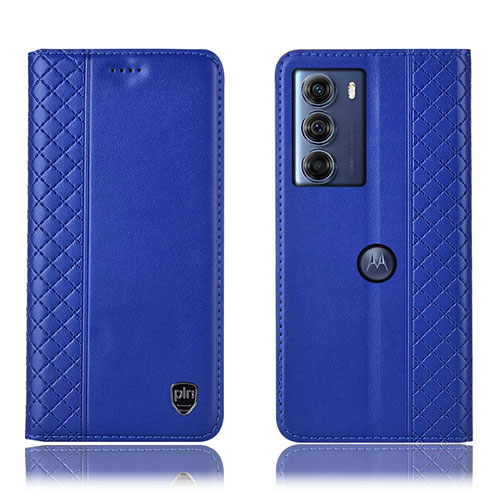 Leather Case Stands Flip Cover Holder H11P for Motorola Moto Edge S30 5G Blue
