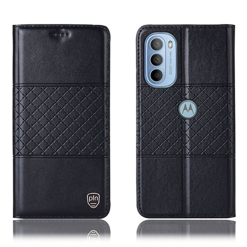 Leather Case Stands Flip Cover Holder H11P for Motorola Moto G31 Black