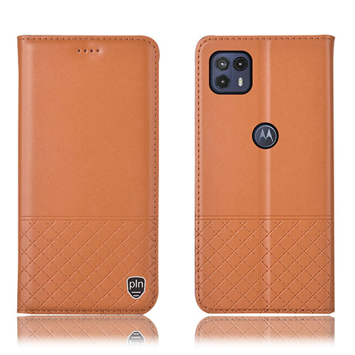 Leather Case Stands Flip Cover Holder H11P for Motorola Moto G50 5G Orange