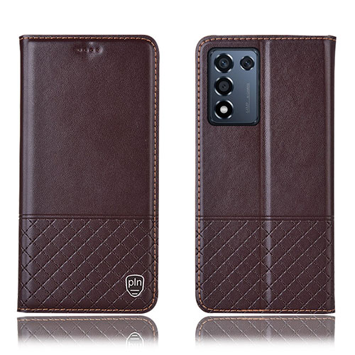 Leather Case Stands Flip Cover Holder H11P for Oppo K9S 5G Brown