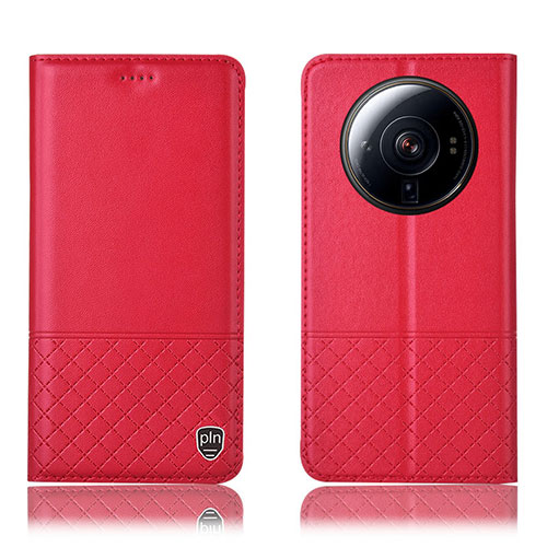 Leather Case Stands Flip Cover Holder H11P for Xiaomi Mi 12 Ultra 5G Red