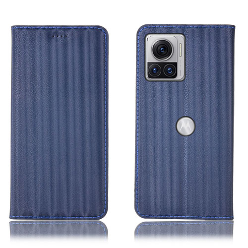 Leather Case Stands Flip Cover Holder H15P for Motorola Moto Edge X30 Pro 5G Blue