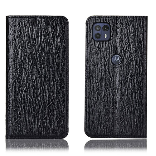 Leather Case Stands Flip Cover Holder H15P for Motorola Moto G50 5G Black
