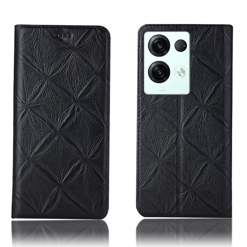 Leather Case Stands Flip Cover Holder H15P for Oppo Reno9 Pro+ Plus 5G Black