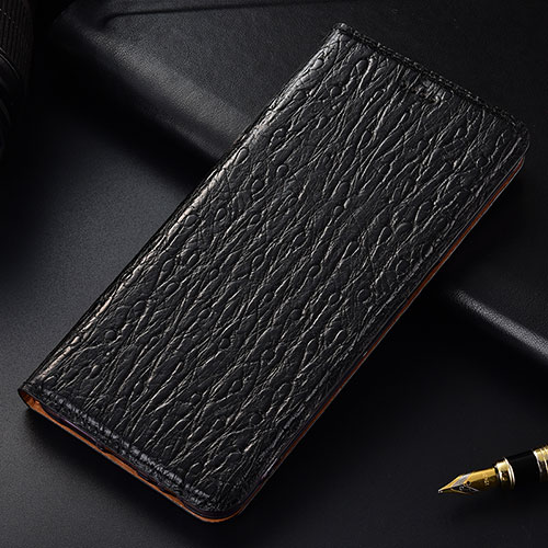 Leather Case Stands Flip Cover Holder H15P for Samsung Galaxy M52 5G Black