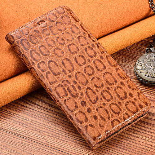 Leather Case Stands Flip Cover Holder H16P for Apple iPhone 11 Light Brown