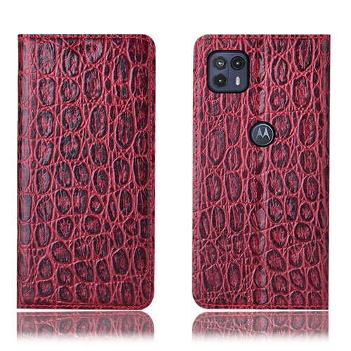 Leather Case Stands Flip Cover Holder H16P for Motorola Moto G50 5G Red