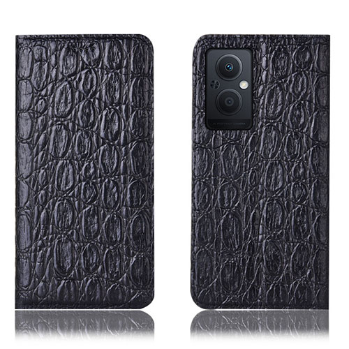 Leather Case Stands Flip Cover Holder H16P for OnePlus Nord N20 5G Black