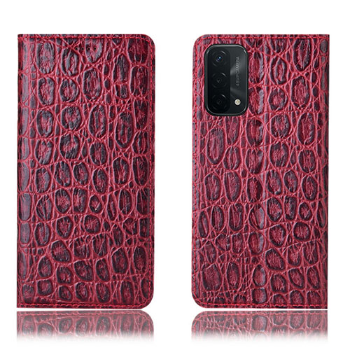 Leather Case Stands Flip Cover Holder H16P for OnePlus Nord N200 5G Red