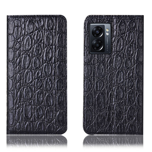 Leather Case Stands Flip Cover Holder H16P for OnePlus Nord N300 5G Black
