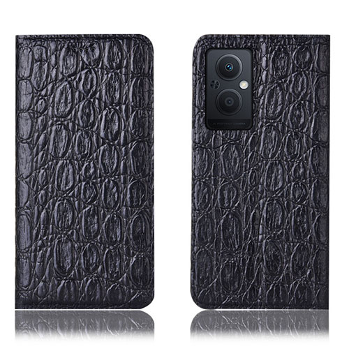 Leather Case Stands Flip Cover Holder H16P for Oppo F21s Pro 5G Black