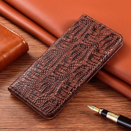 Leather Case Stands Flip Cover Holder H17P for Huawei Mate 60 Brown