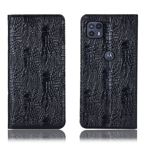 Leather Case Stands Flip Cover Holder H17P for Motorola Moto G50 5G Black